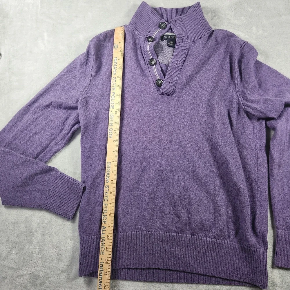 Banana Republic Sweater Mens‎ Medium Purple Cotton Cashmere Henley Pullover